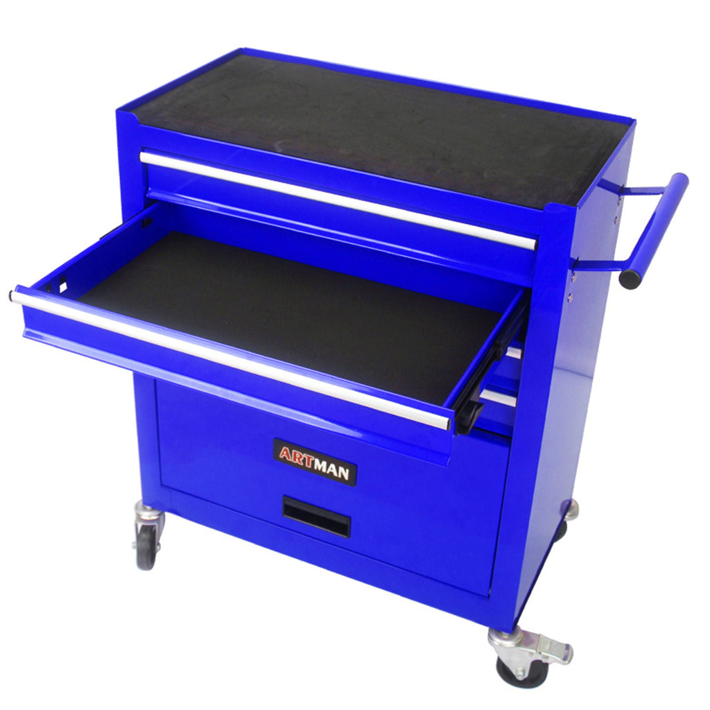 Multifunctional 4-Drawer Tool Cart with Wheels - Blue or Orange