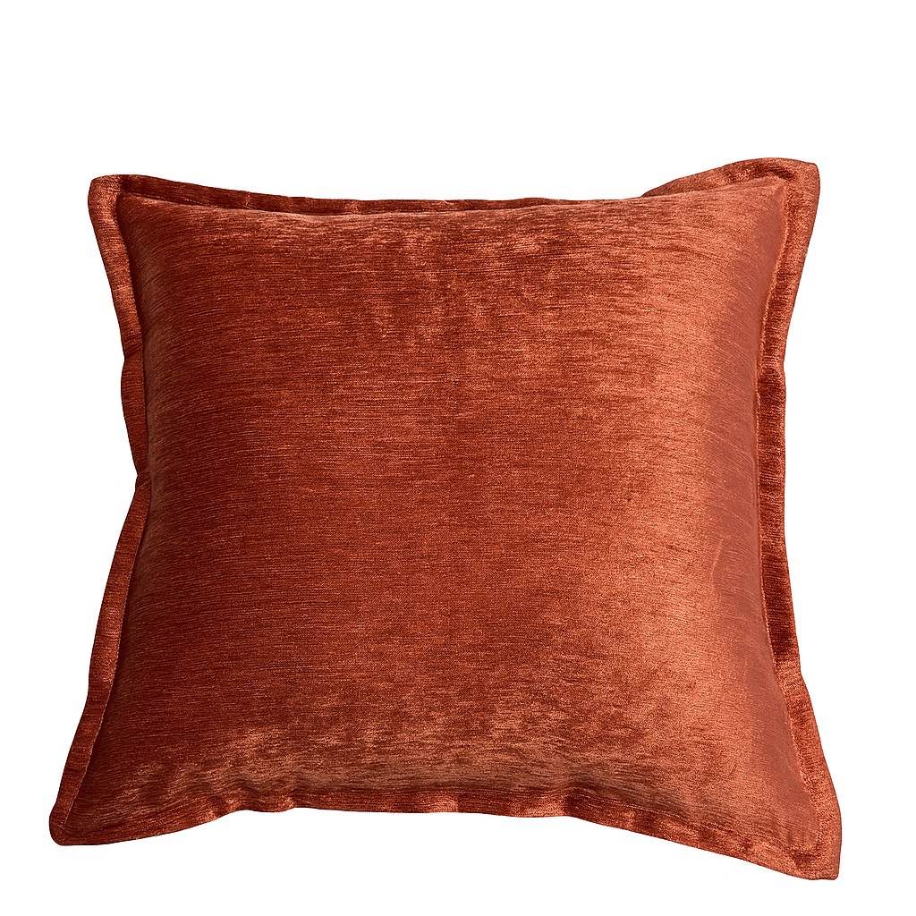 Velvet Throw Pillow with Plush Comfort - Reddish Brown