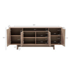 Sideboard With Adjustable Shelves and Soft Close Doors - White, Light Brown, Green