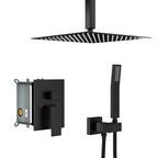 Dual Shower Head 10" Ceiling Mount Shower System with Rough In Valve - Matte Black