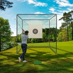 Golf Practice Net Cage with Metal Frame Hitting Net Kit - Black