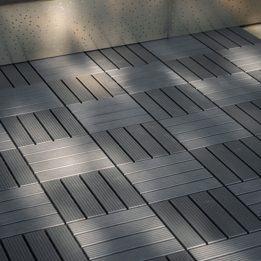 Interlocking Deck Tiles 44 Pack with Easy Click Installation - Dark Brown or Dark Gray