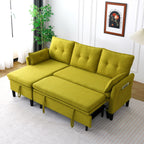 Reversible Chaise Sleeper Sectional Sofa with Storage - Cotton-Linen Upholstery