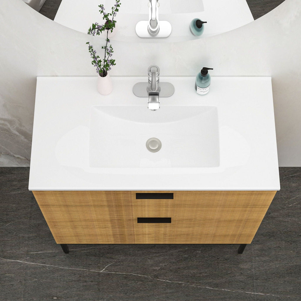 Premium Rectangular Vanity Top with Single Faucet Hole and Overflow - White