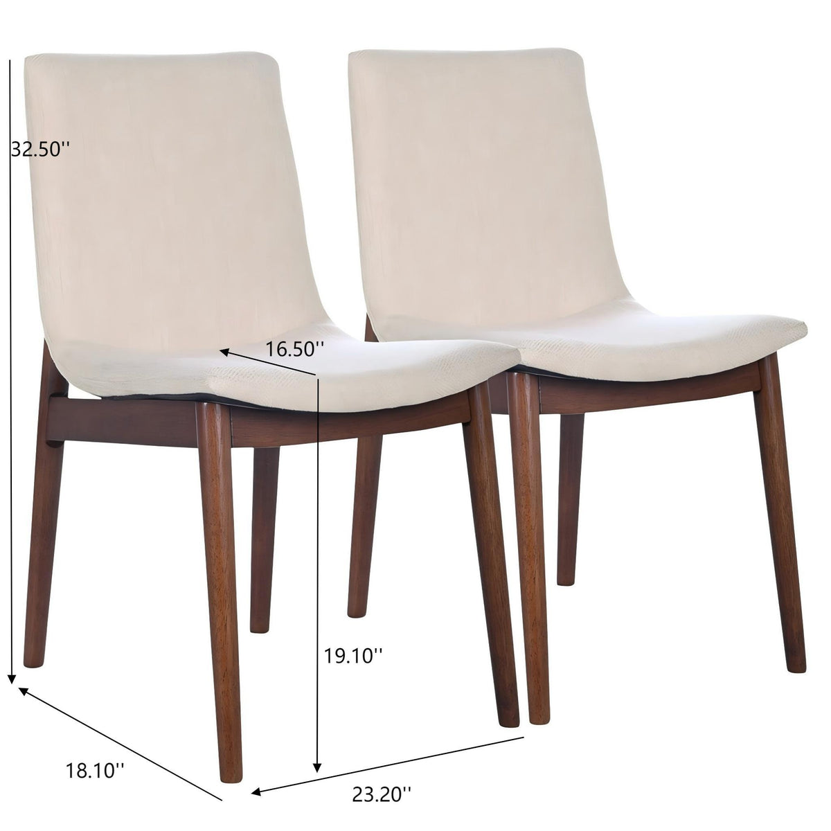 Beige Dining Chair Set of 2 with Solid Wood Construction - Ravel