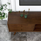 Modern TV Stand Up To 72" with Solid Wood Construction - White or Dark Brown