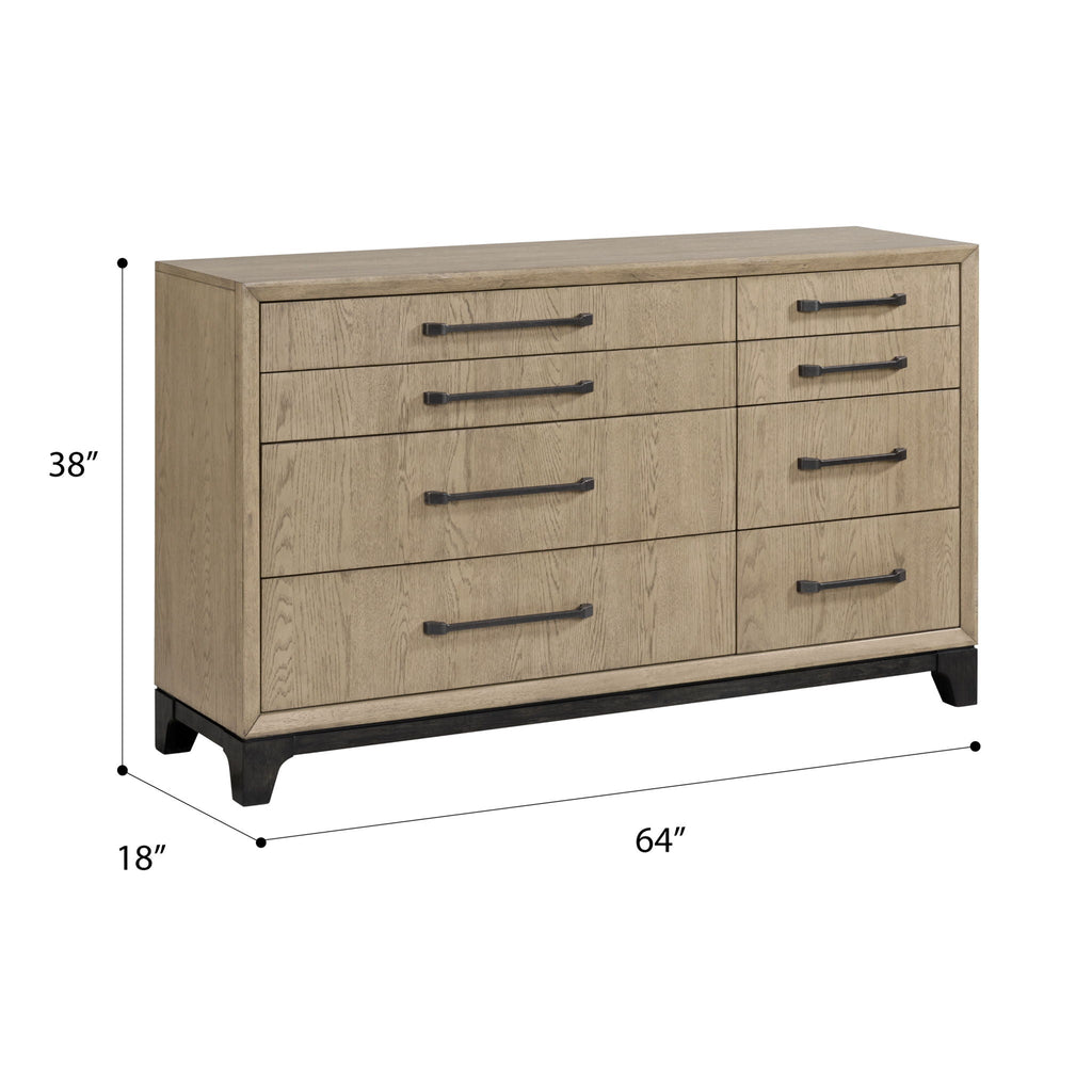 8 Drawer Dresser with Metal Pulls - Brown