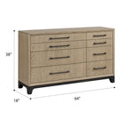 8 Drawer Dresser with Metal Pulls - Brown