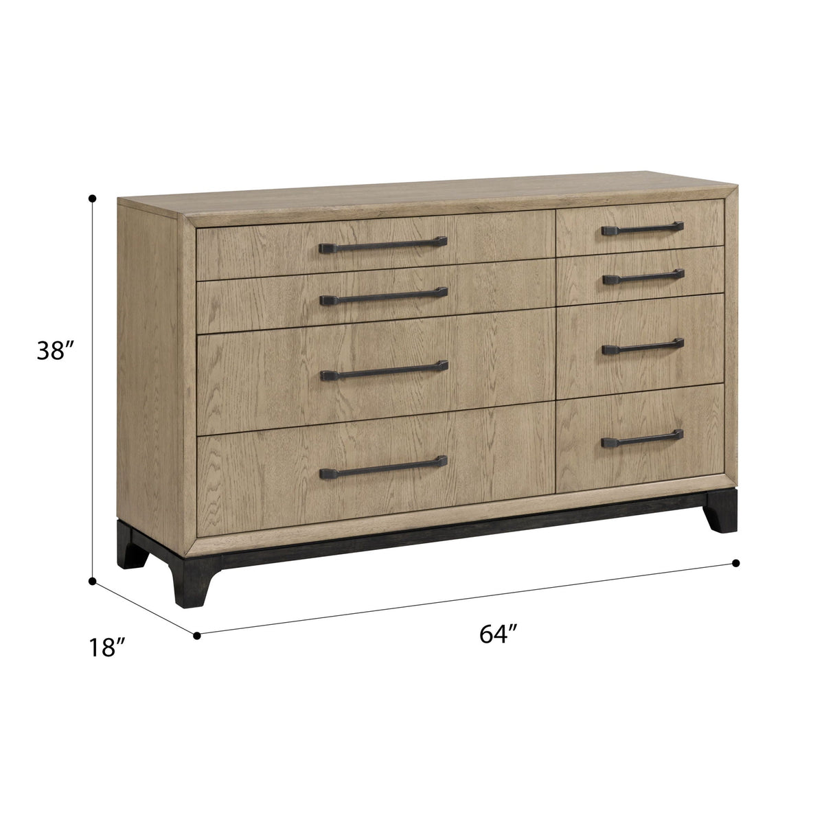 8 Drawer Dresser with Metal Pulls - Brown