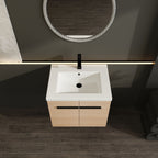 Bathroom Vanity Set with Resin Countertop Sink and 2 Doors - Light Brown Oak