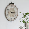 Antique Oval Wall Clock with Easy-Hang Design - Ivory