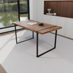 Rectangular Wood Dining Table with Metal Legs - 4 to 6 Person Capacity