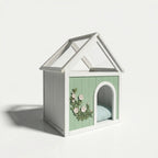 Indoor Cat House with Clear Roof - Mint / White