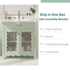 30 Inches Bathroom Vanity with Tempered Glass