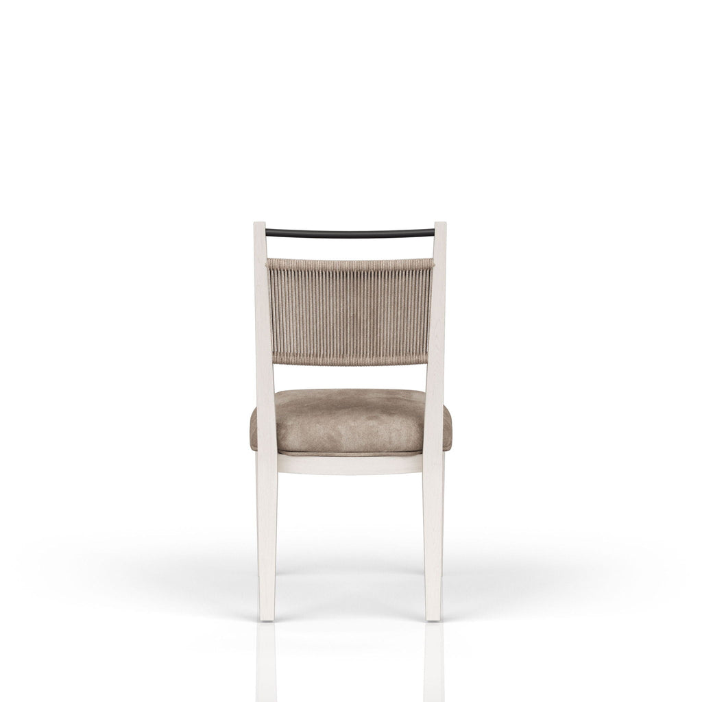 Rope Back Dining Chair with Solid Wood Frame - Beige / Carmel