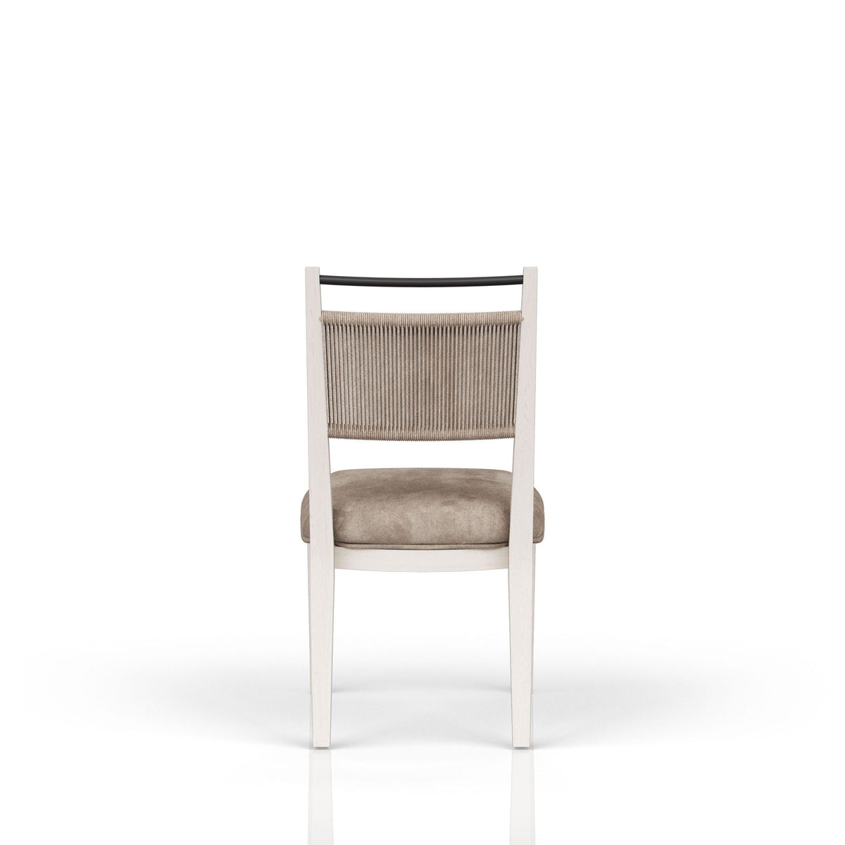 Rope Back Dining Chair with Solid Wood Frame - Beige / Carmel
