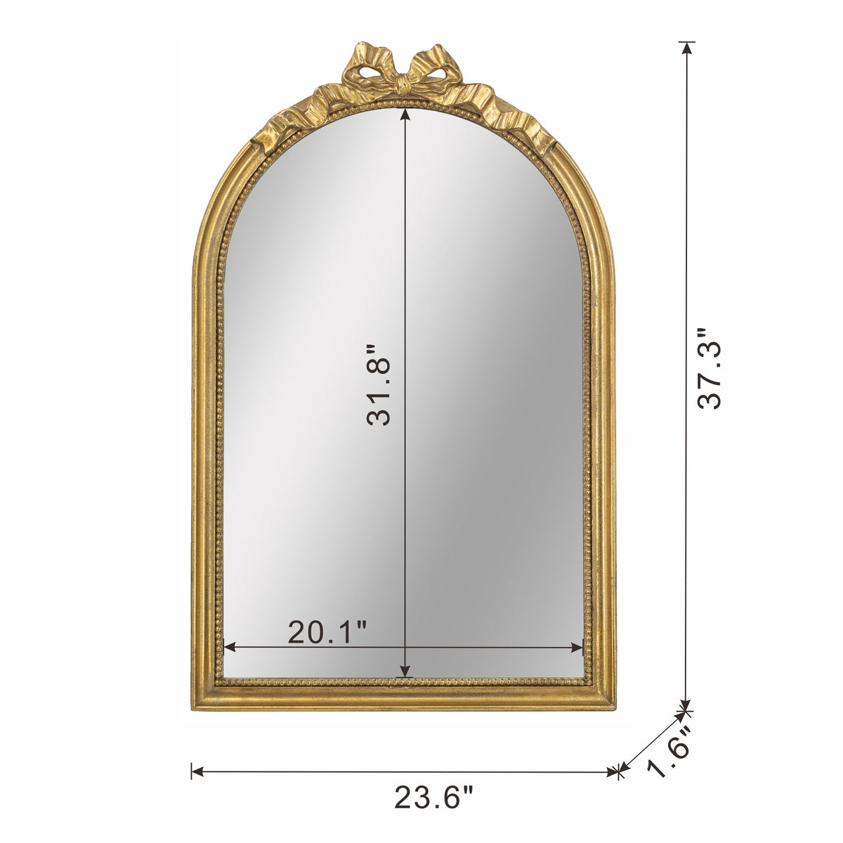 Gold Baroque Style Wall Mirror with Intricate Crown Detailing - 40.2" x 29.9"