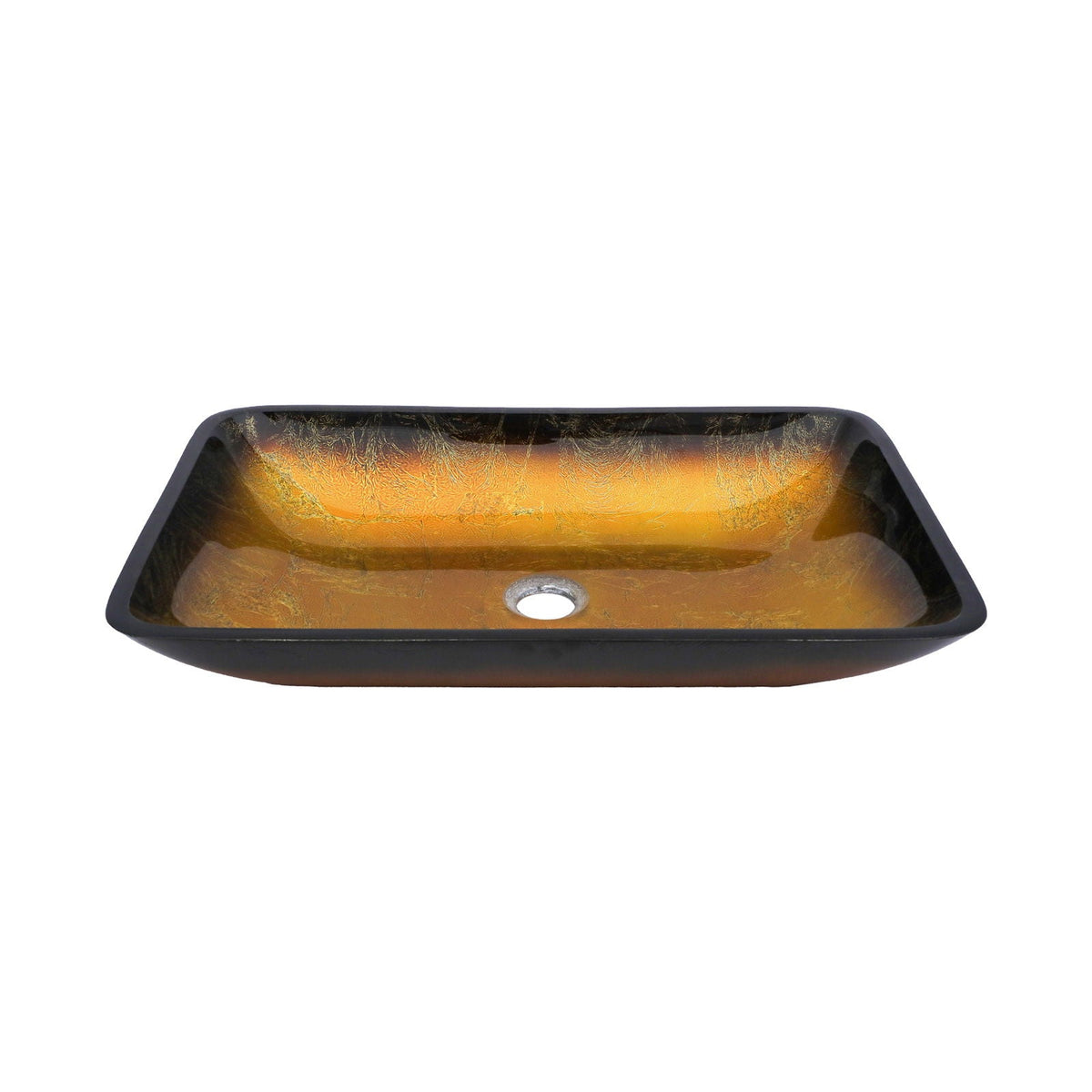 Gradient Tempered Glass Vessel Sink with Pop-Up Drain - Gold or Blue