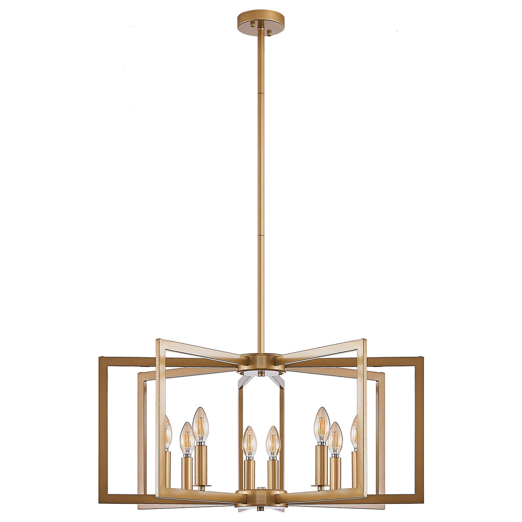 Modern Golden Geometric 8-Light Chandelier with Adjustable Suspension - Gold