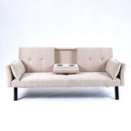 Foldable Sofa Bed with Cup Holder and Solid Wood Frame - Multiple Colors