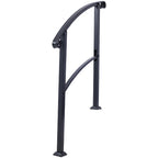Black Wrought Iron Outdoor Step Handrail with Flexible Installation - Fits 1 to 3 Steps