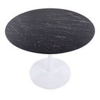Modern Dining Table with Marble Top and Pedestal Base - White or Black