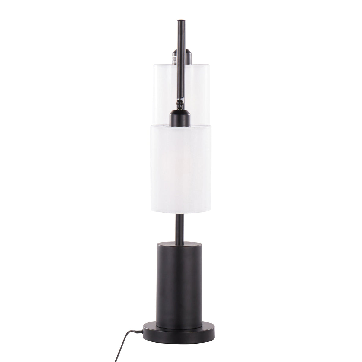 Cannes Contemporary Table Lamp with Adjustable White Shades – Black Metal