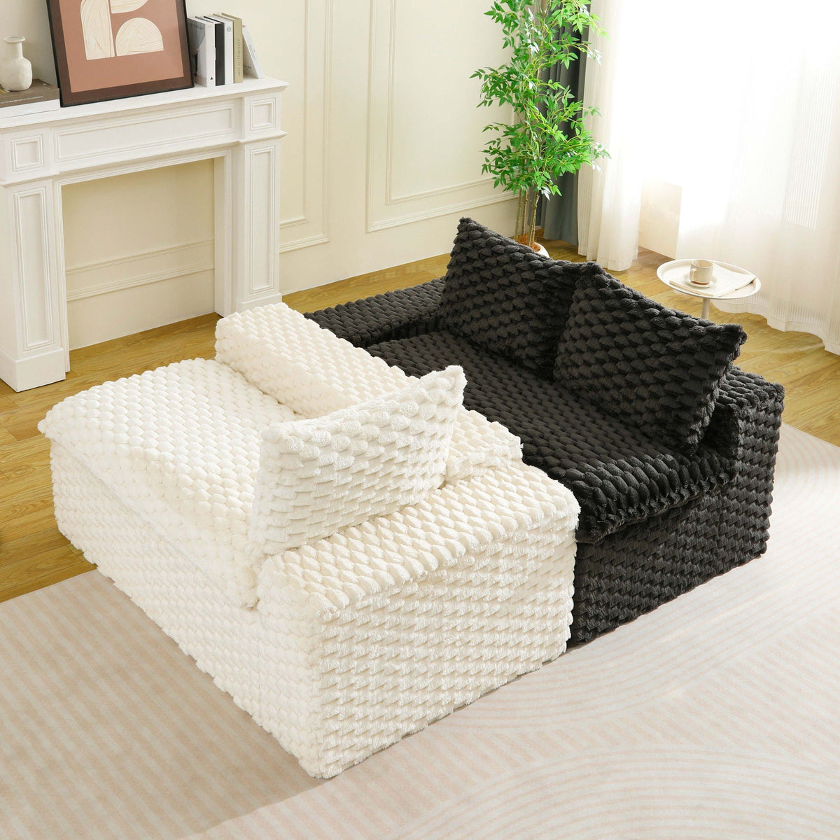 Luxury Multifunctional Sofa for Living Room with Adjustable Layout - Black, Dark Green, White, Pink