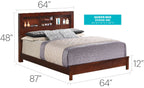 Transitional Storage Bed with Headboard Shelving - Multiple Colors