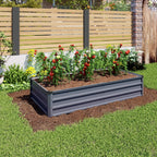 Large Galvanized Steel Garden Bed with Open-Bottom Drainage - Dark Gray