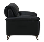 Black Top Grain Leather Arm Chair with Plush Cushions - Eilene