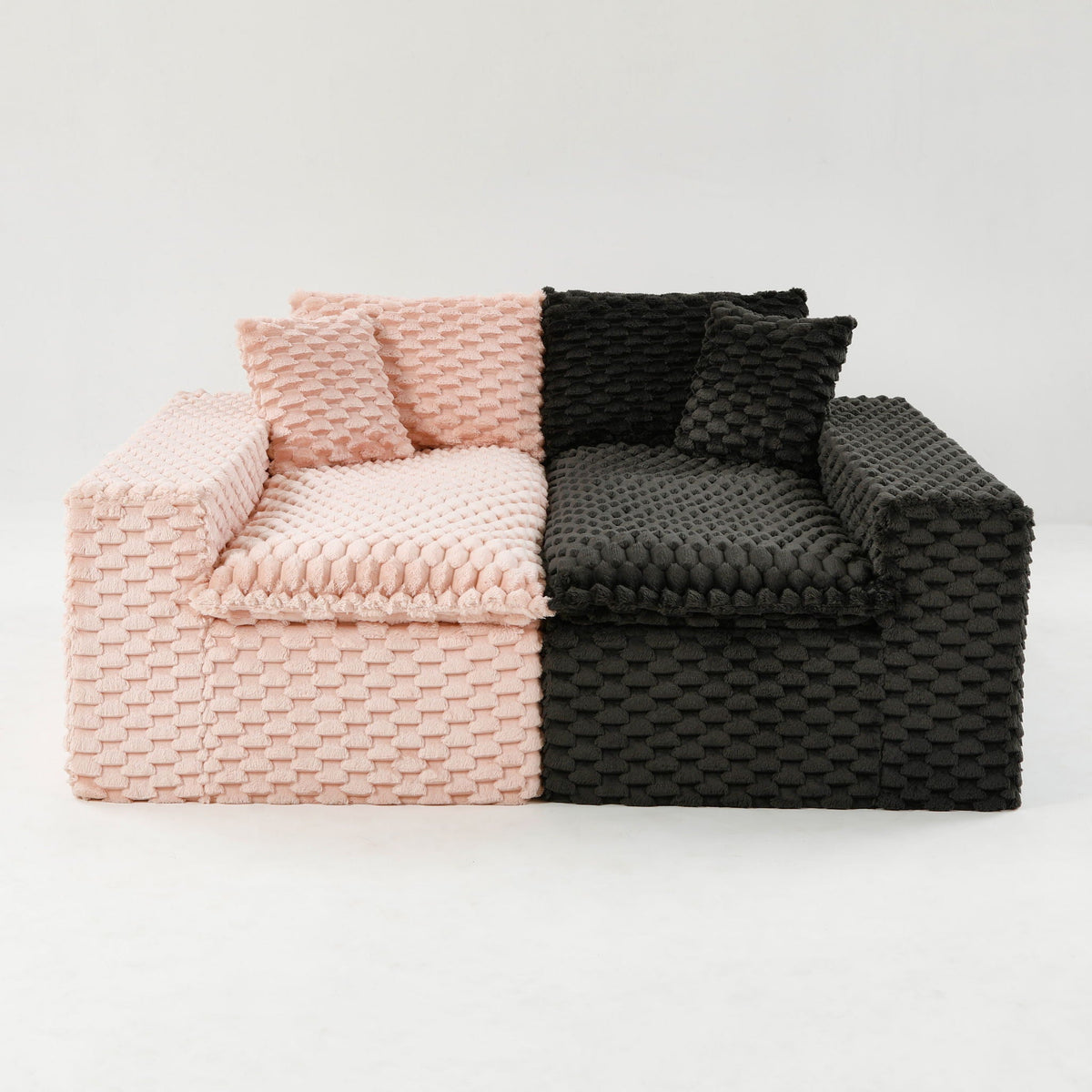 Multifunctional 4-Seater Stationary Sofa with Adjustable Layout - Pink & Black