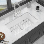 Farmhouse Ceramic Apron Front Single Bowl Kitchen Sink with Durable Design - White or Black