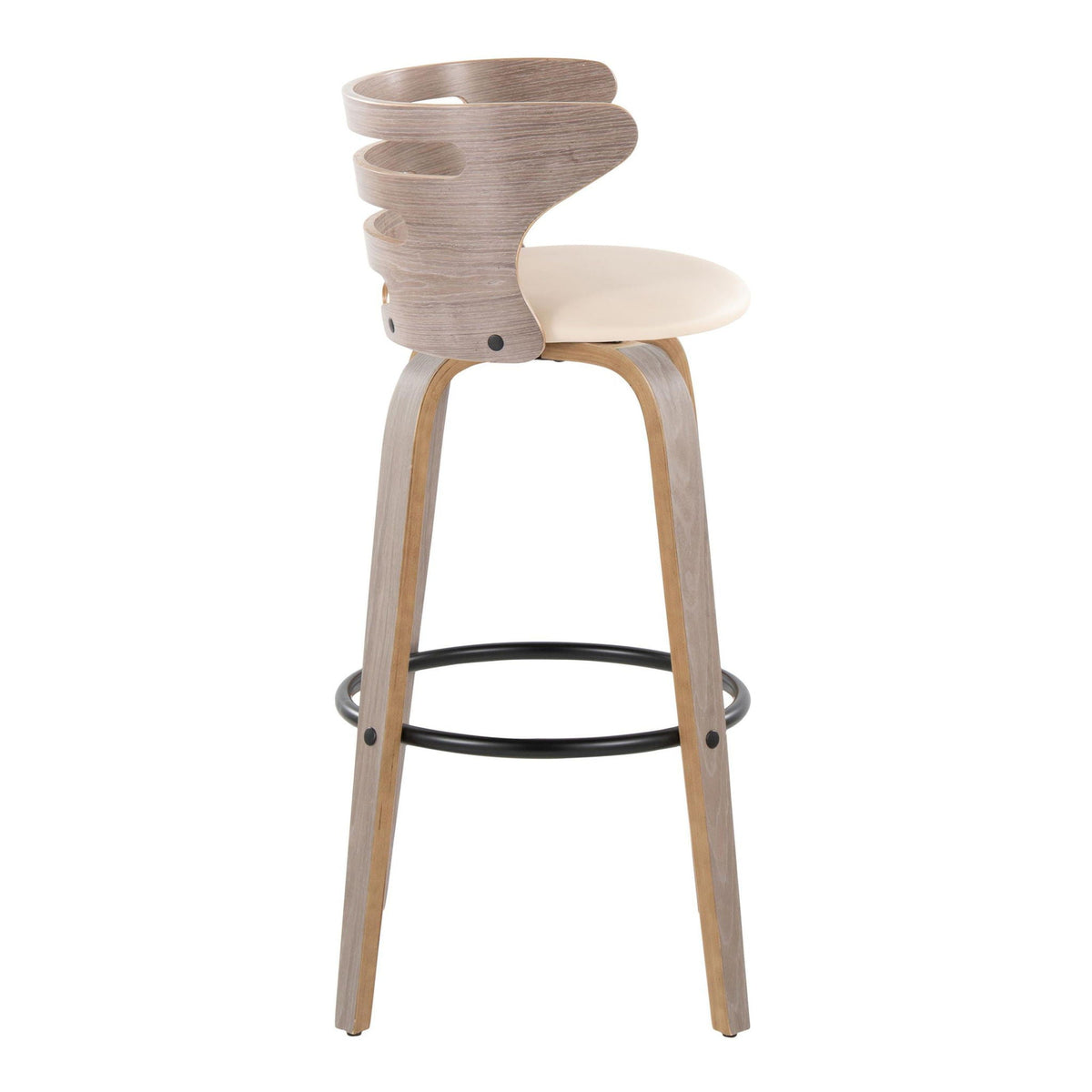 Mid Century Modern Fixed Height Barstool Set with Swivel and Footrest - Beige or Black