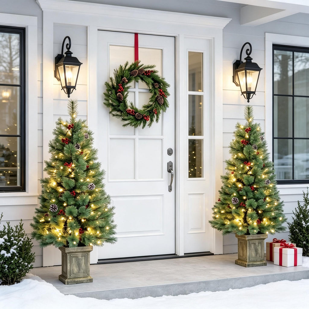 Set of 2, 4 ft Pre-Lit Christmas Trees