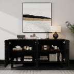 59'' Modern Buffet Sideboard with Sunburst Doors - Black