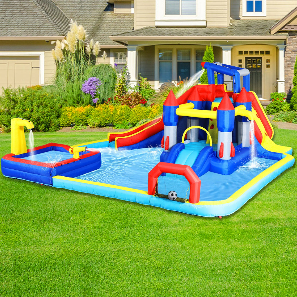 10 in1 Inflatable Slide Water Park with Climbing Wall - Multicolor
