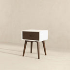 Modern Design Night Stand with Solid Wood Construction - Dark Brown or White