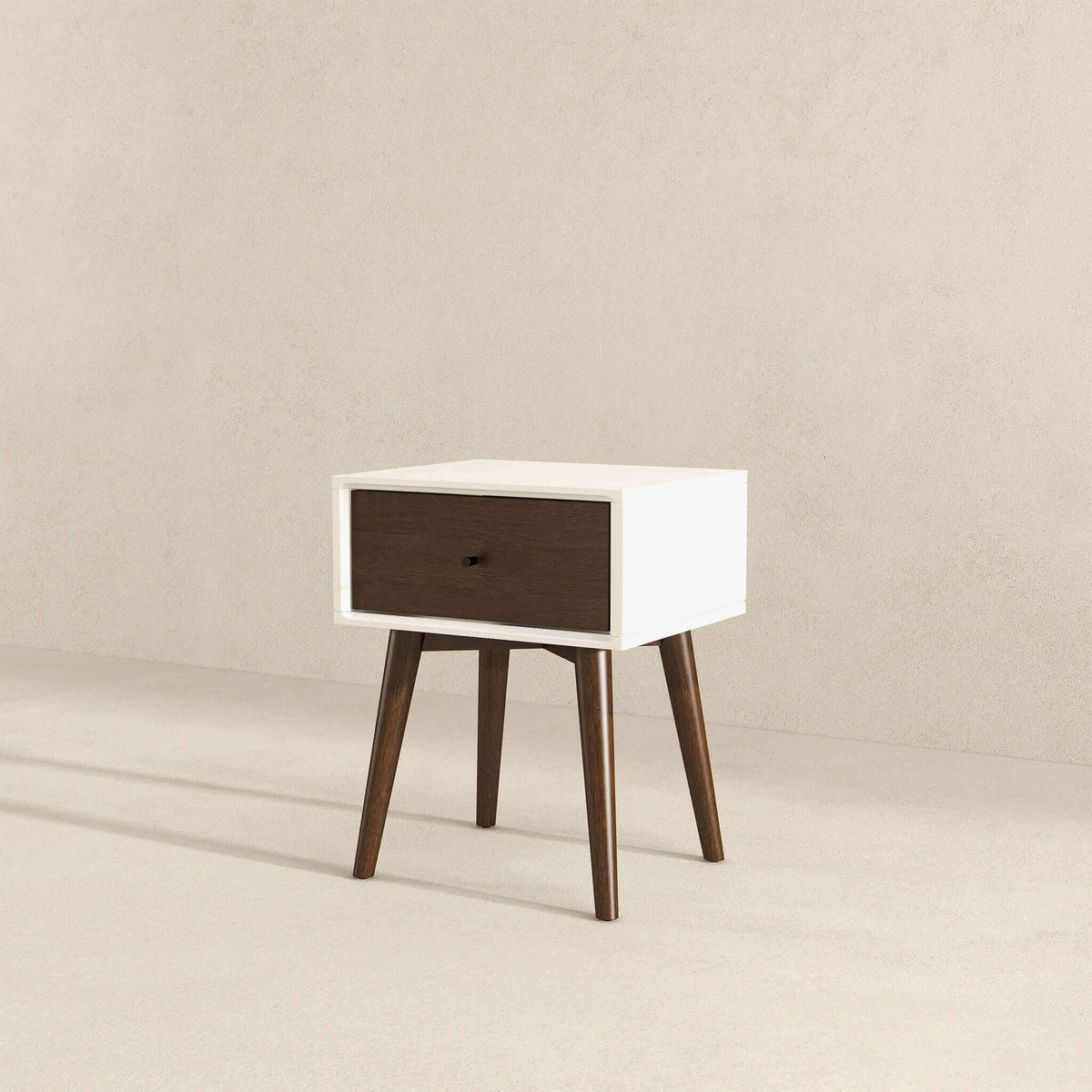 Modern Design Night Stand with Solid Wood Construction - Dark Brown or White