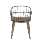 Farmhouse Office Chair with Spindle-Back Design - Dark Brown
