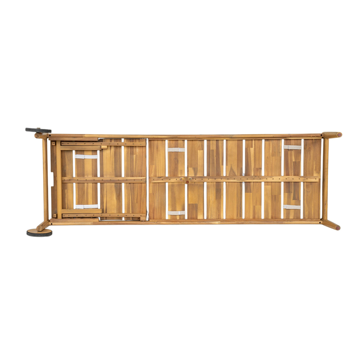 Riviera Outdoor Chaise Lounge with Wheels, Acacia Wood Frame - Natural (Set of 2)