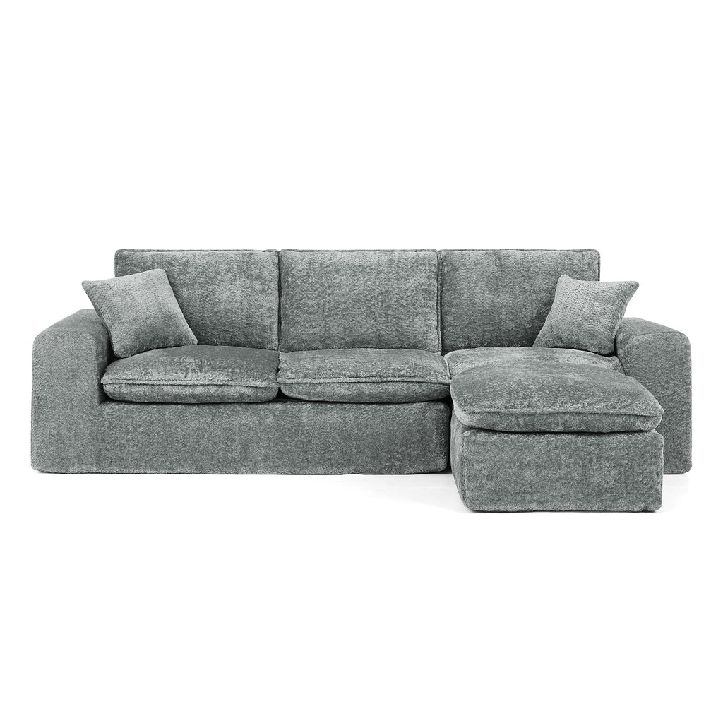 Sectional Sofa with Moveable Ottoman and Modular Design - Multiple Colors