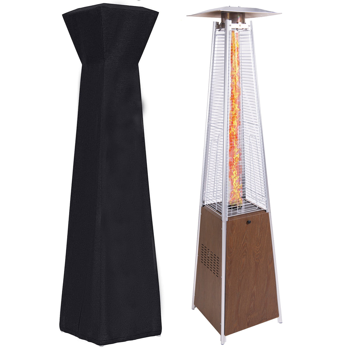 48,000 BTU Patio Heater with Detachable Wheels - Stainless Steel