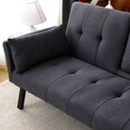Foldable Sofa Bed with Cup Holder and Solid Wood Frame - Multiple Colors