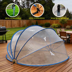 18ft Ground-Mounted Retractable Pool Cover with Fiberglass Rods - Blue