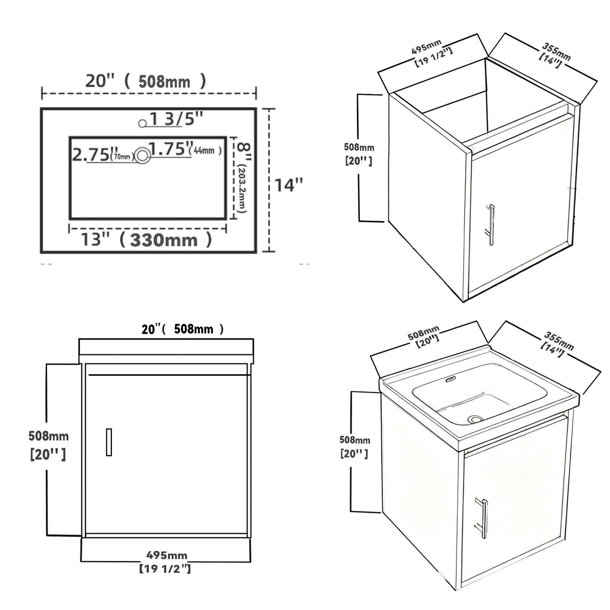 20" Floating Bathroom Vanity with Soft-Close Doors - White