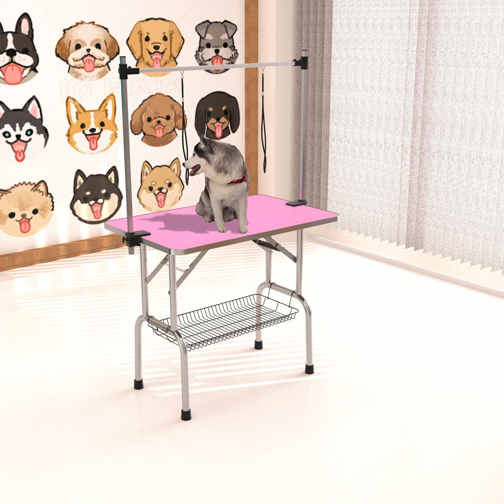 Folding Pet Grooming Table with Adjustable Arm - Multiple Colors