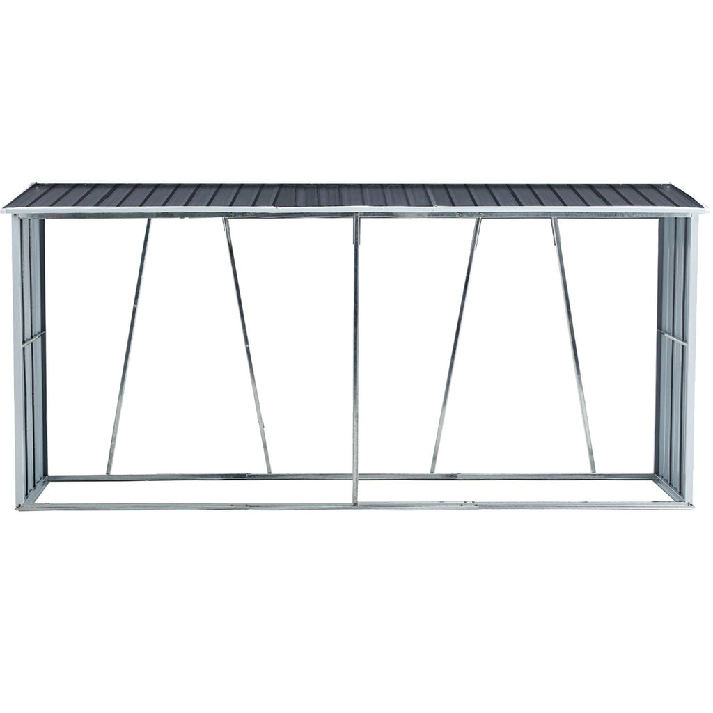 Galvanized Steel Firewood Rack with Roof - Gray