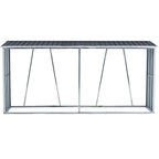Galvanized Steel Firewood Rack with Roof - Gray