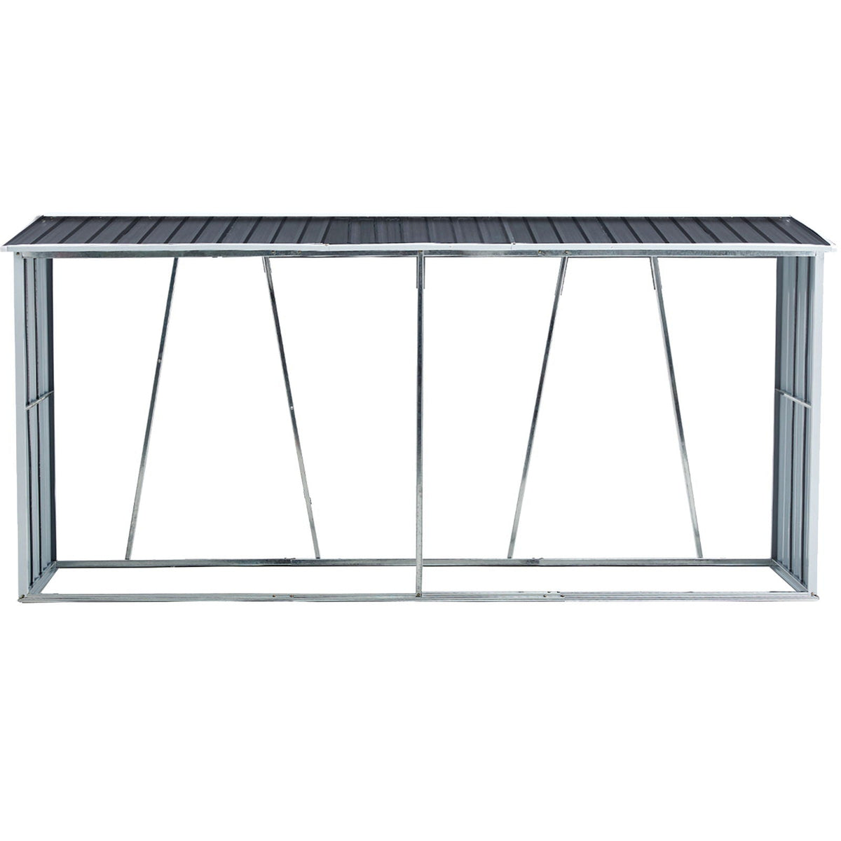 Galvanized Steel Firewood Rack with Roof - Gray